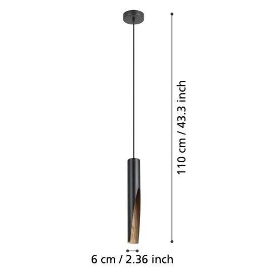 Eglo barbotto lampada a sospensione led 4.5w 3000k 6cm per cucina cilindro nero marrone