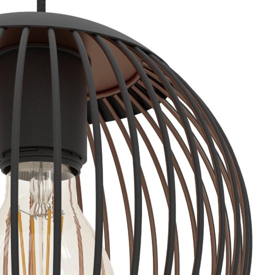 Eglo almanzora lampadario a sospensione per cucina lineare nero rame 3 luci 90cm