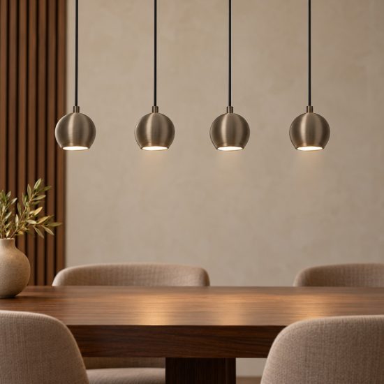 Eglo bimeda 1 lampadario a sospensione lineare bronzo scuro per sala da pranzo 4 luci 77cm