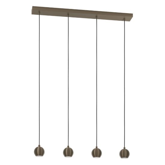 Eglo bimeda 1 lampadario a sospensione lineare bronzo scuro per sala da pranzo 4 luci 77cm