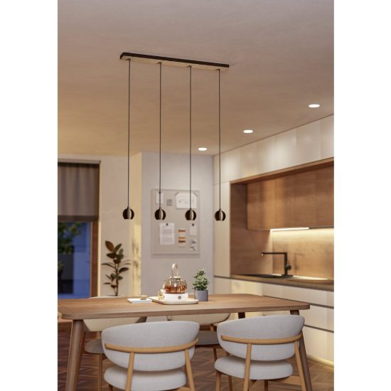 Eglo bimeda 1 lampadario a sospensione lineare bronzo scuro per sala da pranzo 4 luci 77cm