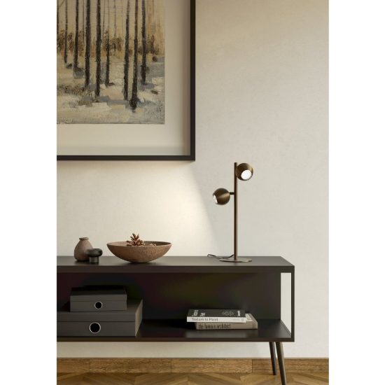 Eglo bimeda 1 lampada sferica moderna da tavolo bronzo scuro per soggiorno