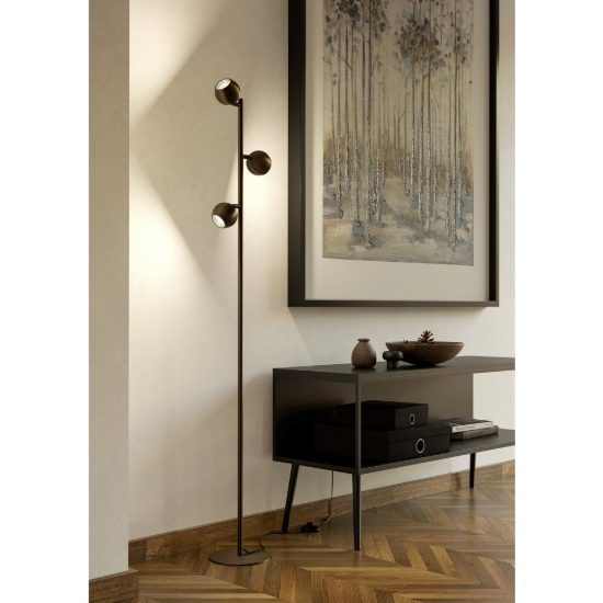 Eglo bimeda 1 lampada sferica moderna da terra bronzo scuro per soggiorno