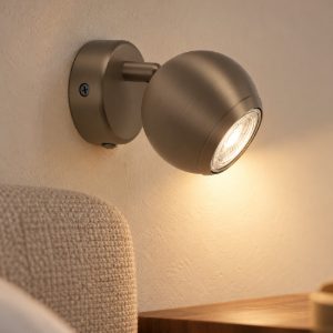 Eglo bimeda 1 applique per comodino camera da letto sferica bronzo scuro 9cm