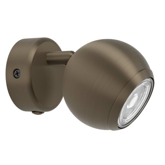 Eglo bimeda 1 applique per comodino camera da letto sferica bronzo scuro 9cm