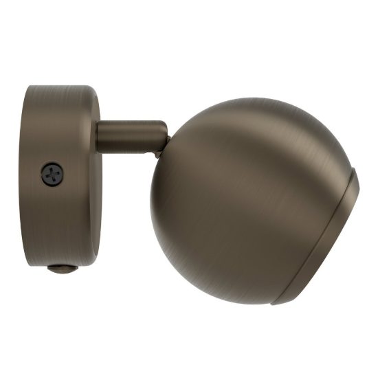 Eglo bimeda 1 applique per comodino camera da letto sferica bronzo scuro 9cm