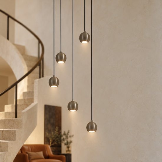 Eglo bimeda 1 lampadario a sospensione lineare bronzo scuro per soggiorno 5 luci 90cm