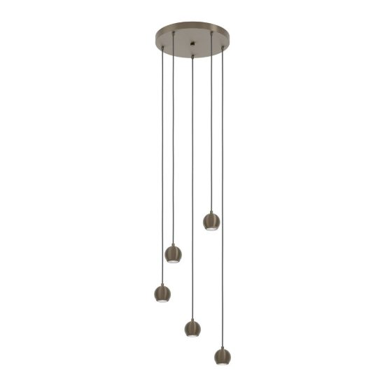 Eglo bimeda 1 lampadario a sospensione lineare bronzo scuro per soggiorno 5 luci 90cm