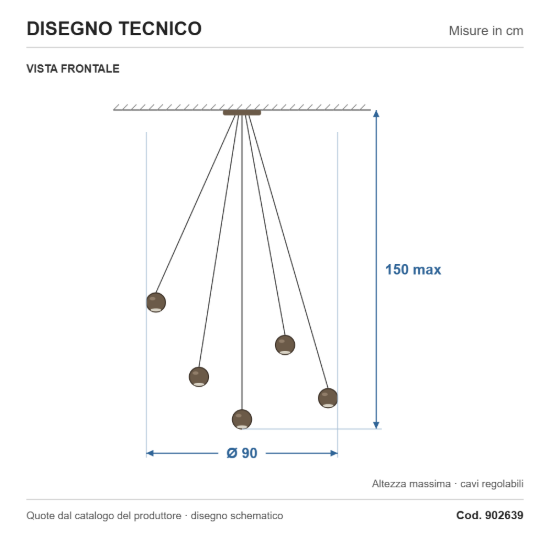 Eglo bimeda 1 lampadario a sospensione lineare bronzo scuro per soggiorno 5 luci 90cm