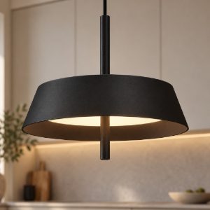 Lampadario per cucina moderno conica nero a sospensione led 32w 3000k dimmerabile