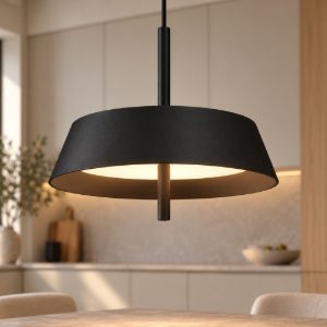 Lampadario per cucina moderno conica nero a sospensione led 24w 3000k dimmerabile