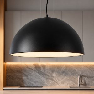 Lampadario 60cm per tavolo da cucina cupola nera