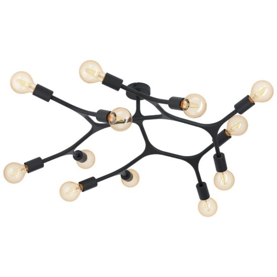 Eglo bocadella 1 plafoniera per soggiorno moderna nera da soffitto 92cm