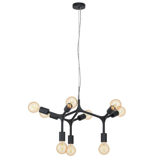Eglo bocadella lampadario per sala da pranzo rotondo nero a sospensione 9 luci 64cm