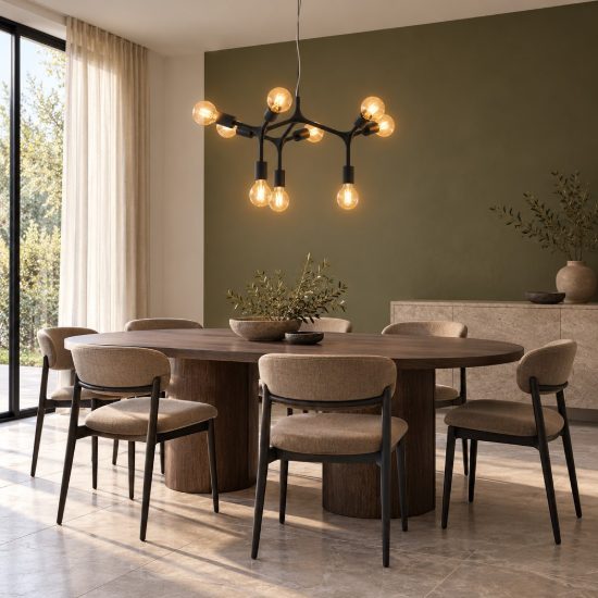 Eglo bocadella lampadario per sala da pranzo rotondo nero a sospensione 9 luci 64cm