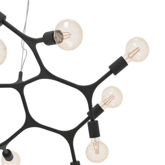 Eglo bocadella lampadario per sala da pranzo rotondo nero a sospensione 12 luci 92cm