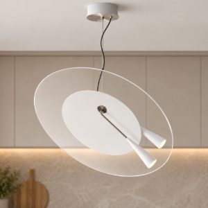 Lampadario da cucina nichel led 26w 3000k dimmerabile bascula stilnovo