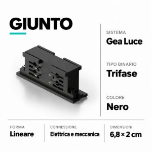 Accessori gea luce giunto lineare nero connessione meccanica elettrica binario trifase