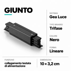Giunto lineare per connessione testata di alimentazione binario trifase nero
