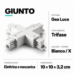Accessorio giunto a x per connessione elettrica meccanica binario trifase bianco gea luce