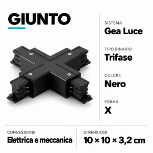 Gea luce accessorio giunto a x per connessione elettrica meccanica binario trifase nero