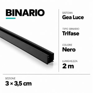 Binario trifase 2 mt nero gea luce
