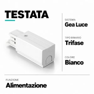Gea luce accessorio testata di alimentazione bianco per binario trifase