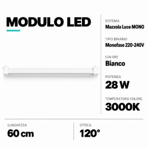 Barra led 60cm 28w 2600lm 3000k