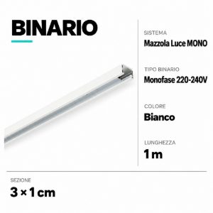 Binario monofase 1mt bianco con tappo e connettore