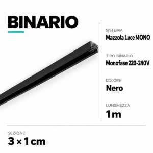 Binario nero monofase 1mt con alimentazione laterale