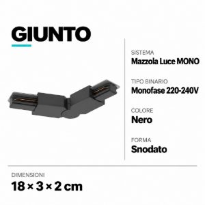 Giunto snodato elettrificato nero per binario monofase