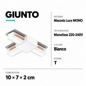 Giunto a t elettrificato bianco per binario monofase
