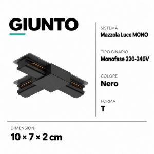 Giunto a t elettrificato nero per binario monofase