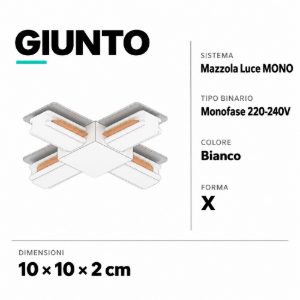 Giunto ad x elettrificato bianco per binario monofase
