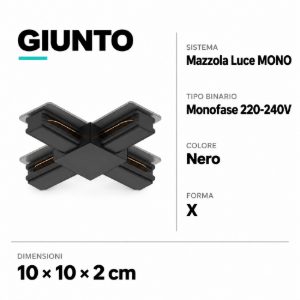 Giunto ad x elettrificato nero per binario monofase