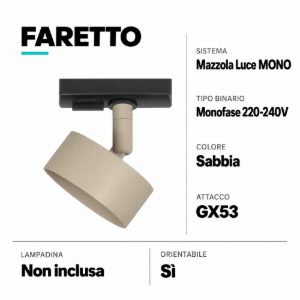 Faretto led gx53 per binario monofase sabbia luce orientabile