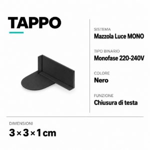 Accessorio tappo di chiusura nero per binario