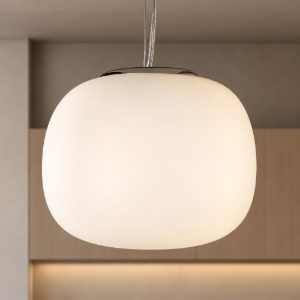 Lampadario cucina moderna boccia 19cm vetro bianco