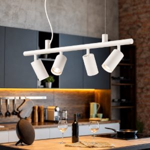 Ideal lux dynamite sp4 lampadario per cucina luci orientabili bianco