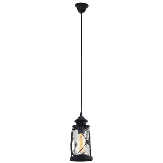 Eglo bradford lampada a sospensione per camera da letto lanterna nera 14cm