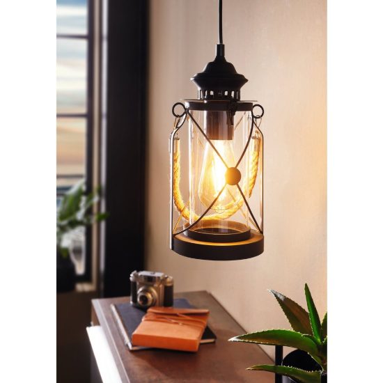 Eglo bradford lampada a sospensione per camera da letto lanterna nera 14cm