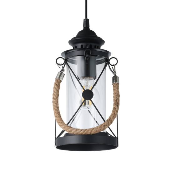 Eglo bradford lampada a sospensione per camera da letto lanterna nera 14cm