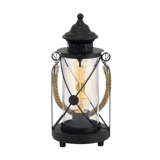 Eglo bradford abat-jour per camera da letto classica lanterna nera vetro