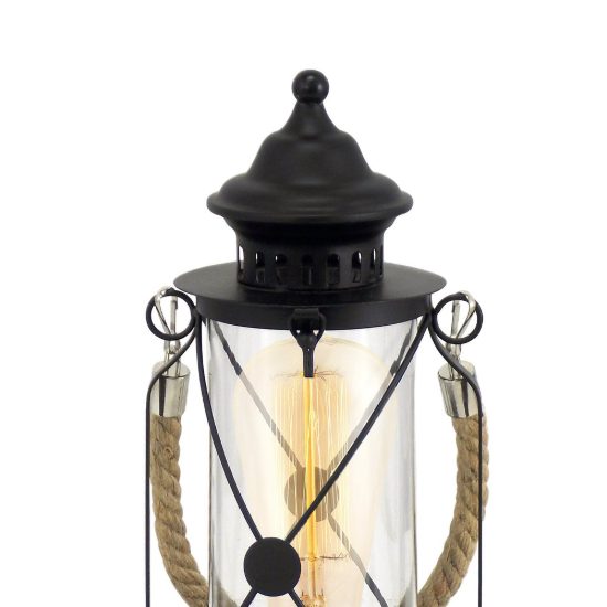 Eglo bradford abat-jour per camera da letto classica lanterna nera vetro