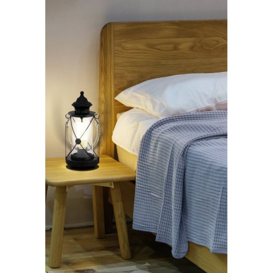 Eglo bradford abat-jour per camera da letto classica lanterna nera vetro