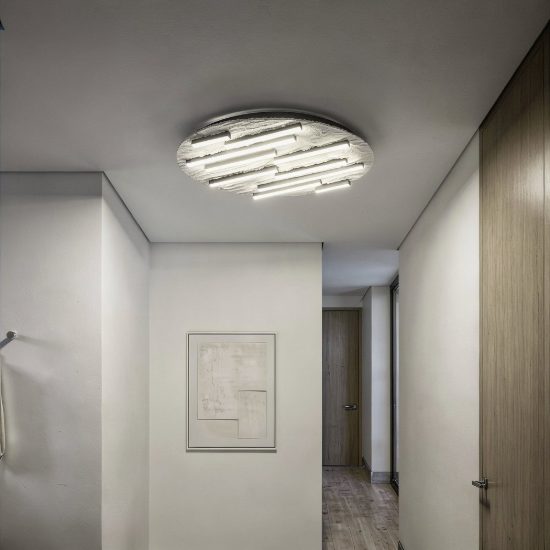 Eglo campomarino plafoniera led 30w cct 2700k 6500k 48cm per soggiorno moderna beige