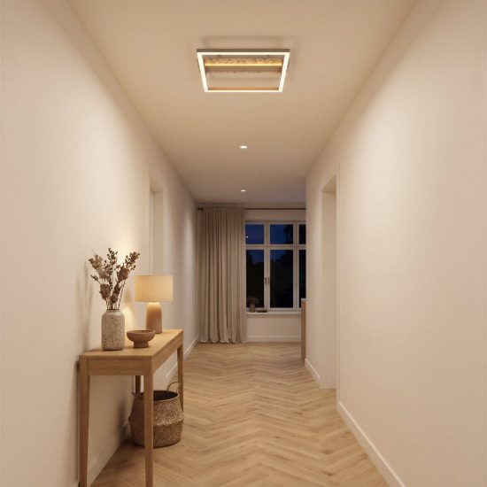 Eglo crispieri plafoniera per soggiorno moderna grigio chiaro led 24w 2700k 37cm