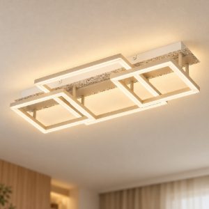 Eglo crispieri plafoniera per soggiorno moderna grigio chiaro led 40w 2700k 68cm