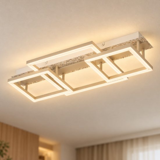 Eglo crispieri plafoniera per soggiorno moderna grigio chiaro led 40w 2700k 68cm
