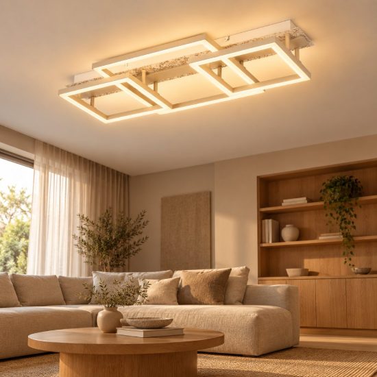 Eglo crispieri plafoniera per soggiorno moderna grigio chiaro led 40w 2700k 68cm